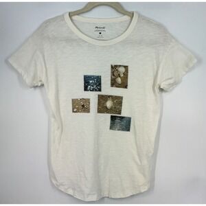 Madewell Graphic Tee Size S Ivory Seashell Ocean Photo Print Coastal Nautical